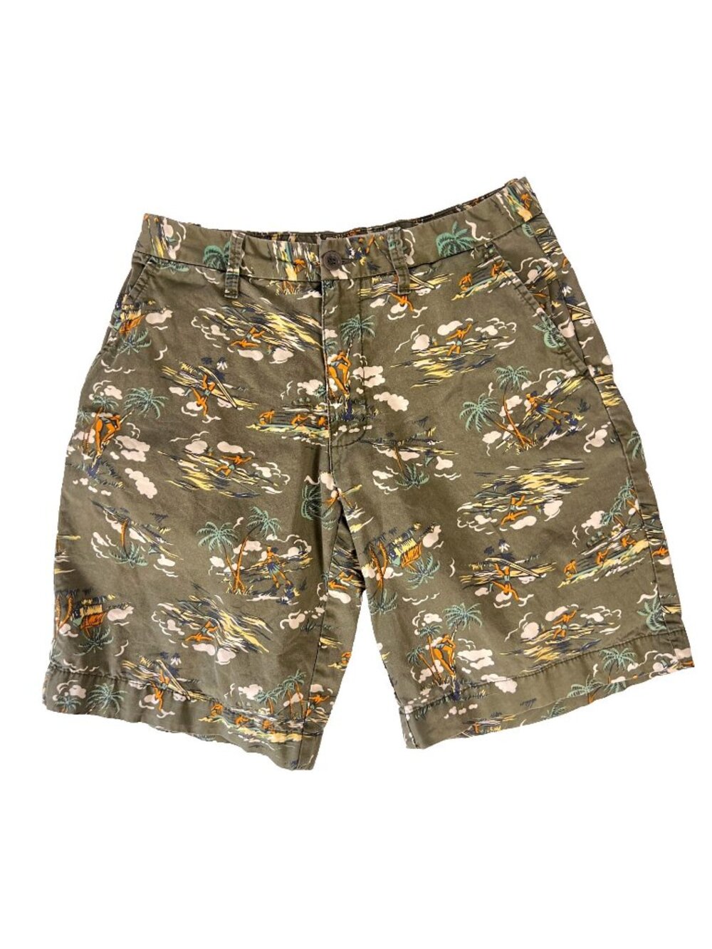Old Navy Mens Retro Surfing Hawaiian Chino Shorts size 30 x 10 ins Cotton 2008